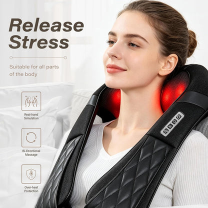 Blue Elf Shiatsu Neck Back Massager,Kneading Electric Massager with Heat