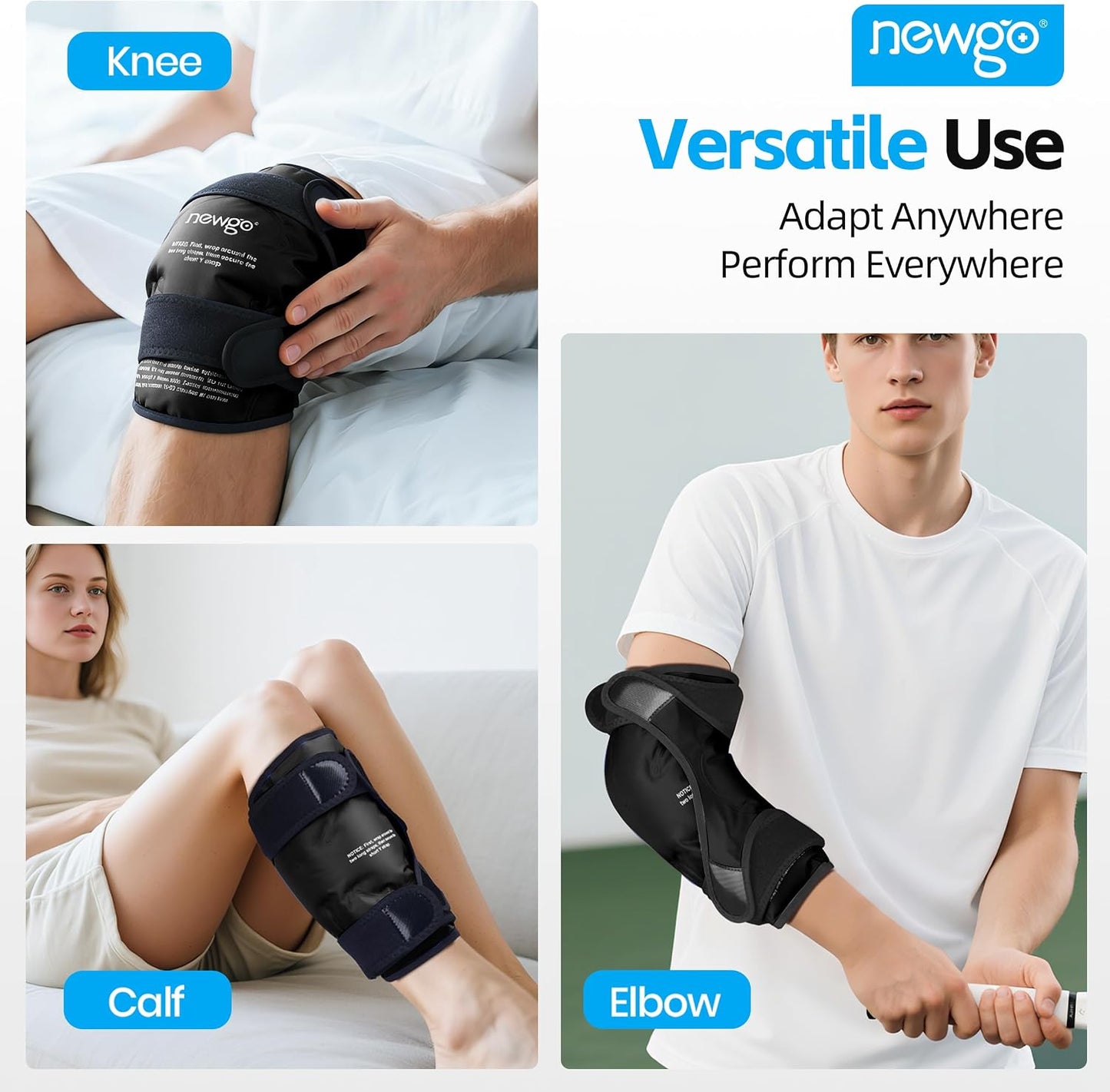 NEWGO Knee Ice Pack Wrap, Ice Pack for Knees Cold Compression Therapy for Knee Replacement Surgery, Arthritis Pain, ACL, Swelling, Sports Injuries (21.7" x 9.8") - Blue