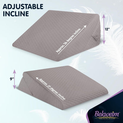 Wedge Pillow for Sleep Apnea, 12 Inch Adjustable Height Bed Wedge Pillow for Chronic Pain, Handicapped Individuals, and Long Term Care and Positioning