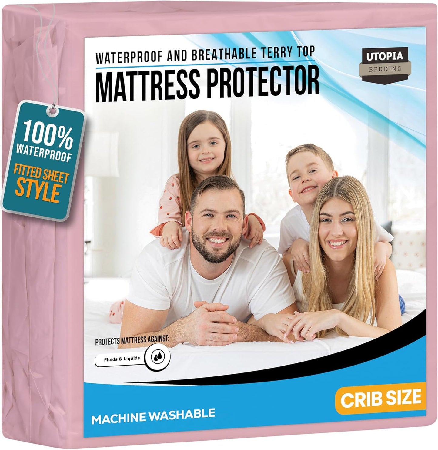Queen Size Mattress Protector Waterproof, Premium 200 GSM Terry Mattress Cover, Soft & Breathable Bed Cover, Fitted Sheet Style Stretchable Deep Pockets 17" by Utopia Bedding (White)