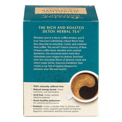 Teeccino Dandelion Tea Sampler - 12 Tea Bags - Caramel Nut, Coconut, Dark Roast, Mocha Mint, Red Chai, Turmeric - Caffeine-Free, Roasted Herbal Tea with Prebiotics, Gluten-Free