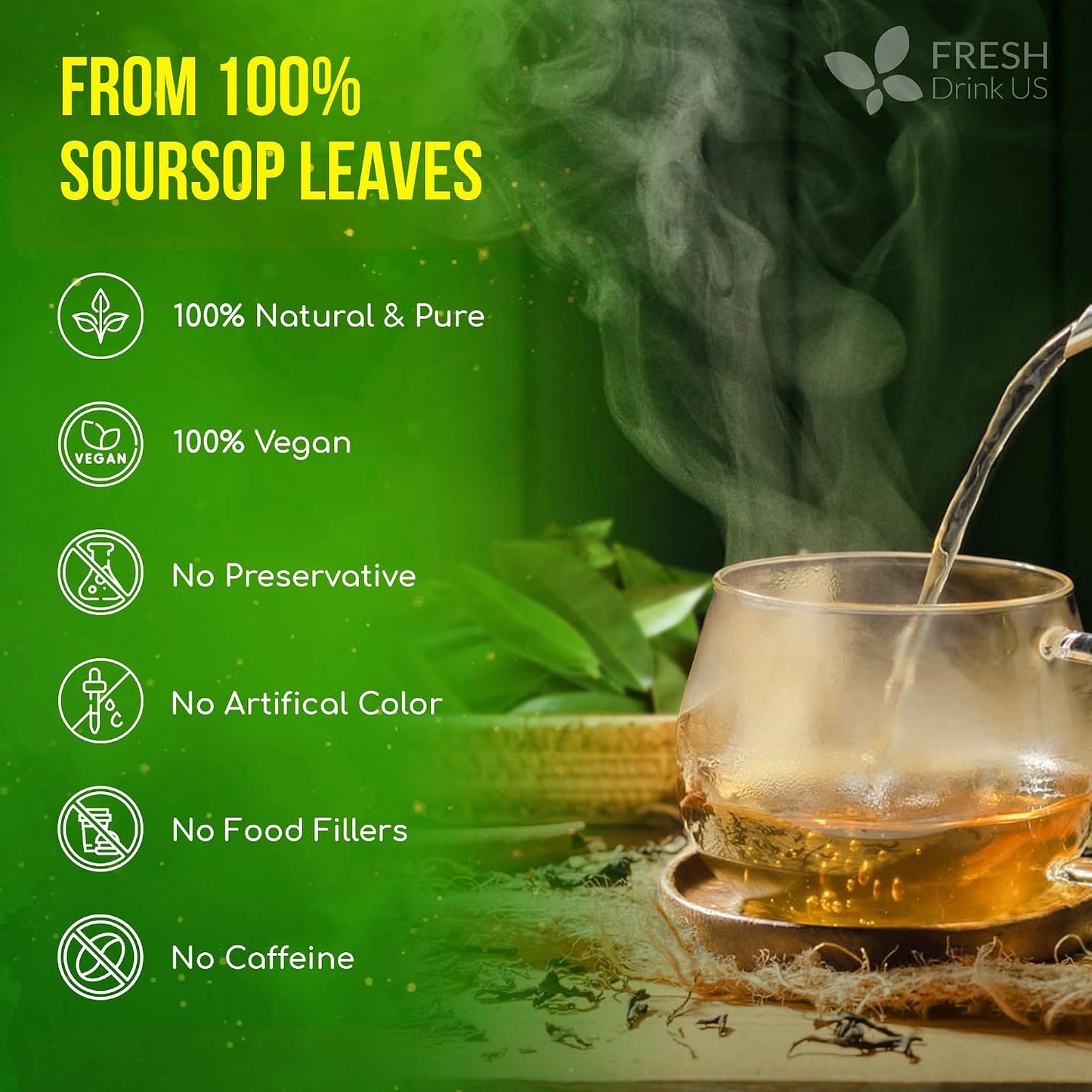 FreshDrinkUS, Premium 150 Lemon Ginger Tea Bags, 100% Natural Ingredients, Hand-made Blend of Lemon and Ginger, Eco-conscious Tea Bags. No Sugar, No Caffeine, Vegan. - Colors C