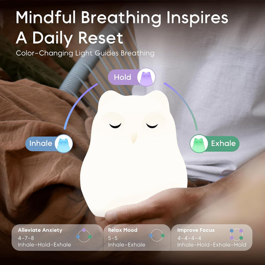 Breathing Pal 'Ted'- Mindfulness Breathing Light, Guided Visual Meditation Breathing Light, Anxiety Relief Items for Calm Down Corner/Meditation/Sleep for Adult&Kid