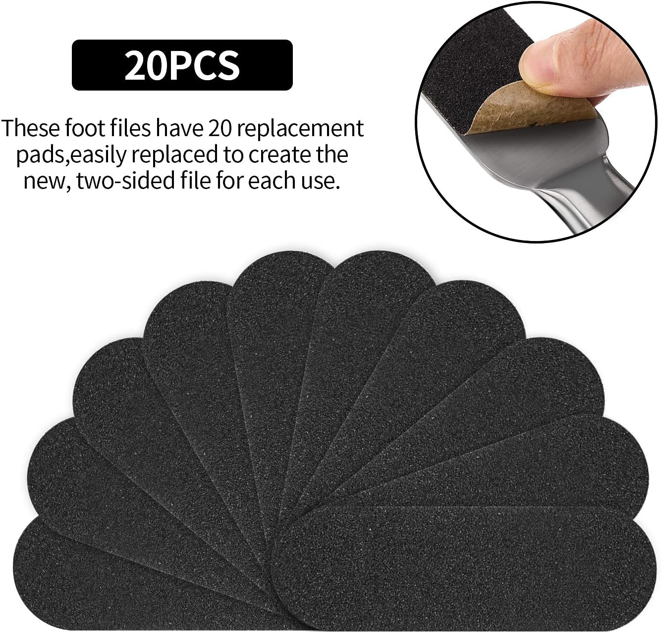 Mudder 2 Pieces Stainless Steel Pedicure Foot File Callus Remover Foot Scrubber Rasp with 20 Replaceable Coarse/Fine Double Side Reusable Pads for Care Cracked Skin Callus Remover Tool(Silver)