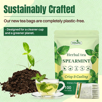 Spearmint Tea Bags 100 Count – Caffeine-Free Smooth Mint Tea, After Meals