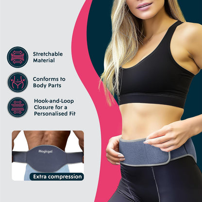 Magic Gel Ice Pack for Back Pain Relief | 2 Pack Reusable Lower Back Wrap for Hot or Cold Therapy | Relief for Lower Lumbar, Sciatic Nerve, Herniated or Degenerative Disc, Coccyx, Tailbone Pain