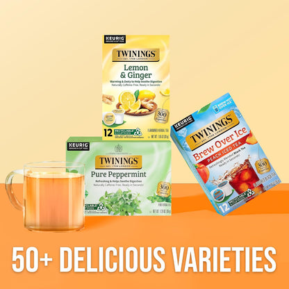 Twinings Lemon & Ginger Herbal Tea K-Cups for Keurig, 12 CT Box (6 Pack)