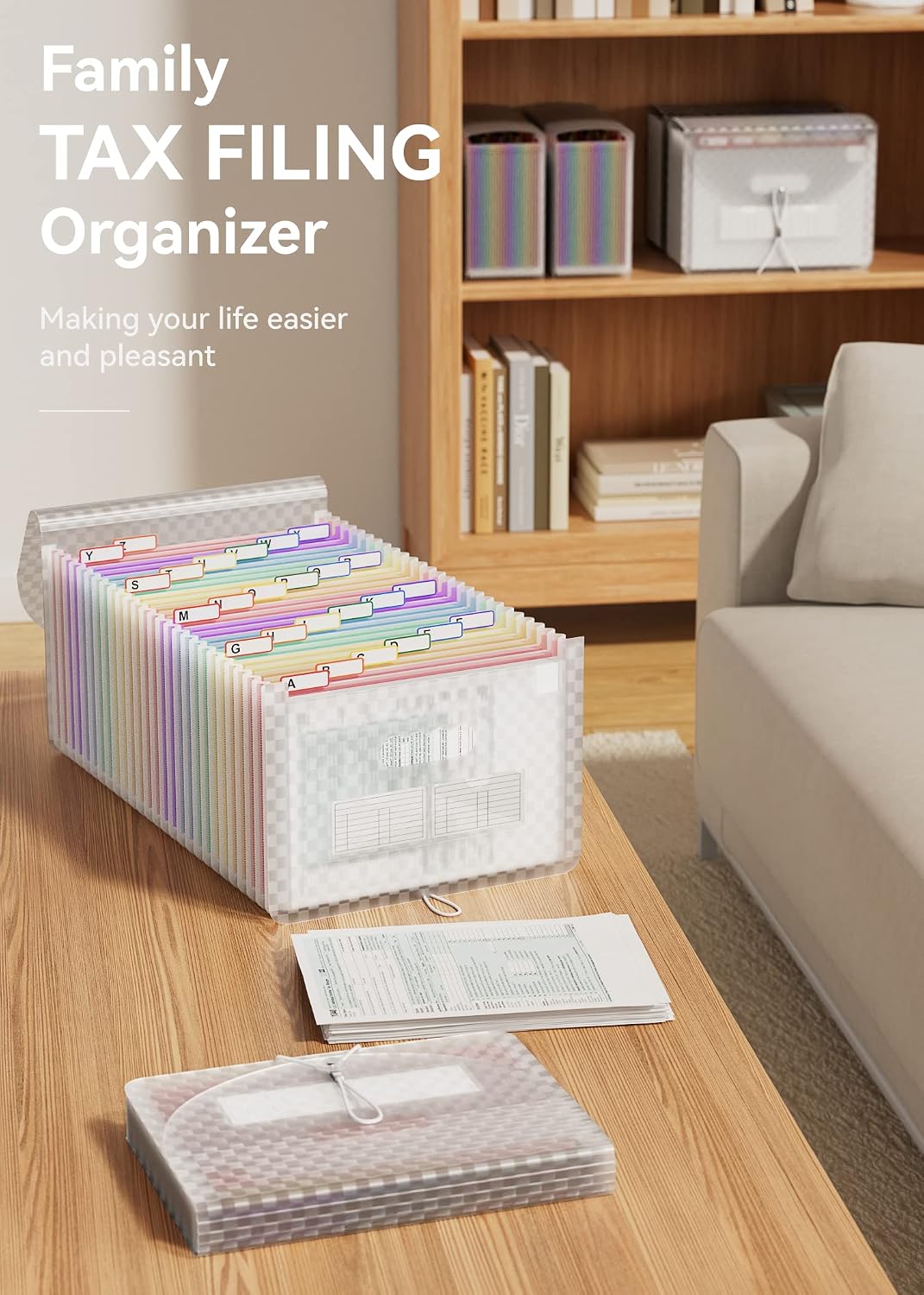ABC life 26 Pockets Accordion File Organizer, Expanding File Folders