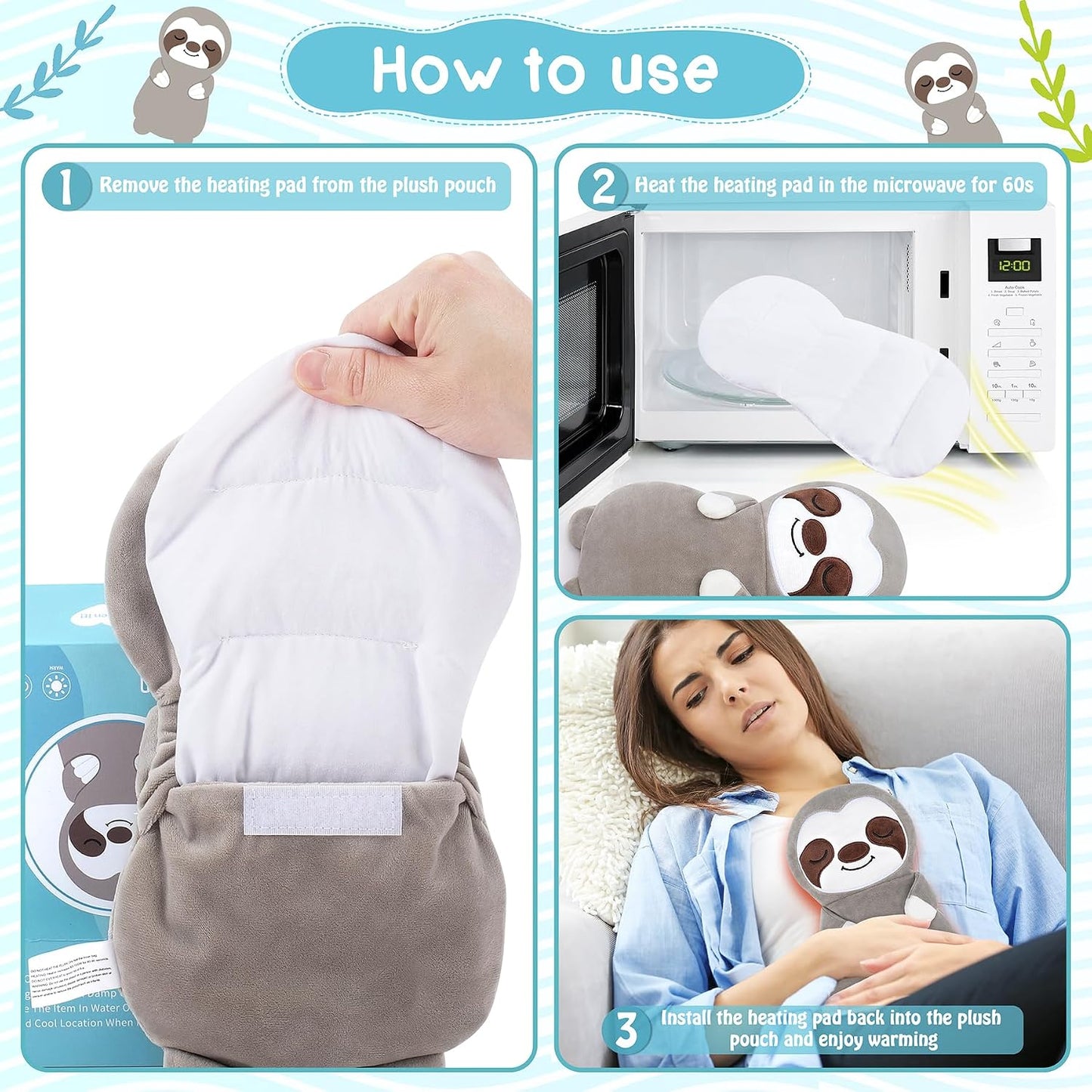 Microwave Heating Pad for Period Cramps,Otter Microwavable Heating Pad for Shoulder Neck Back Knee Pain Relief with Lavender Scented,Cute Otter Plush Toys Heat Pack for Women Kids Birthday