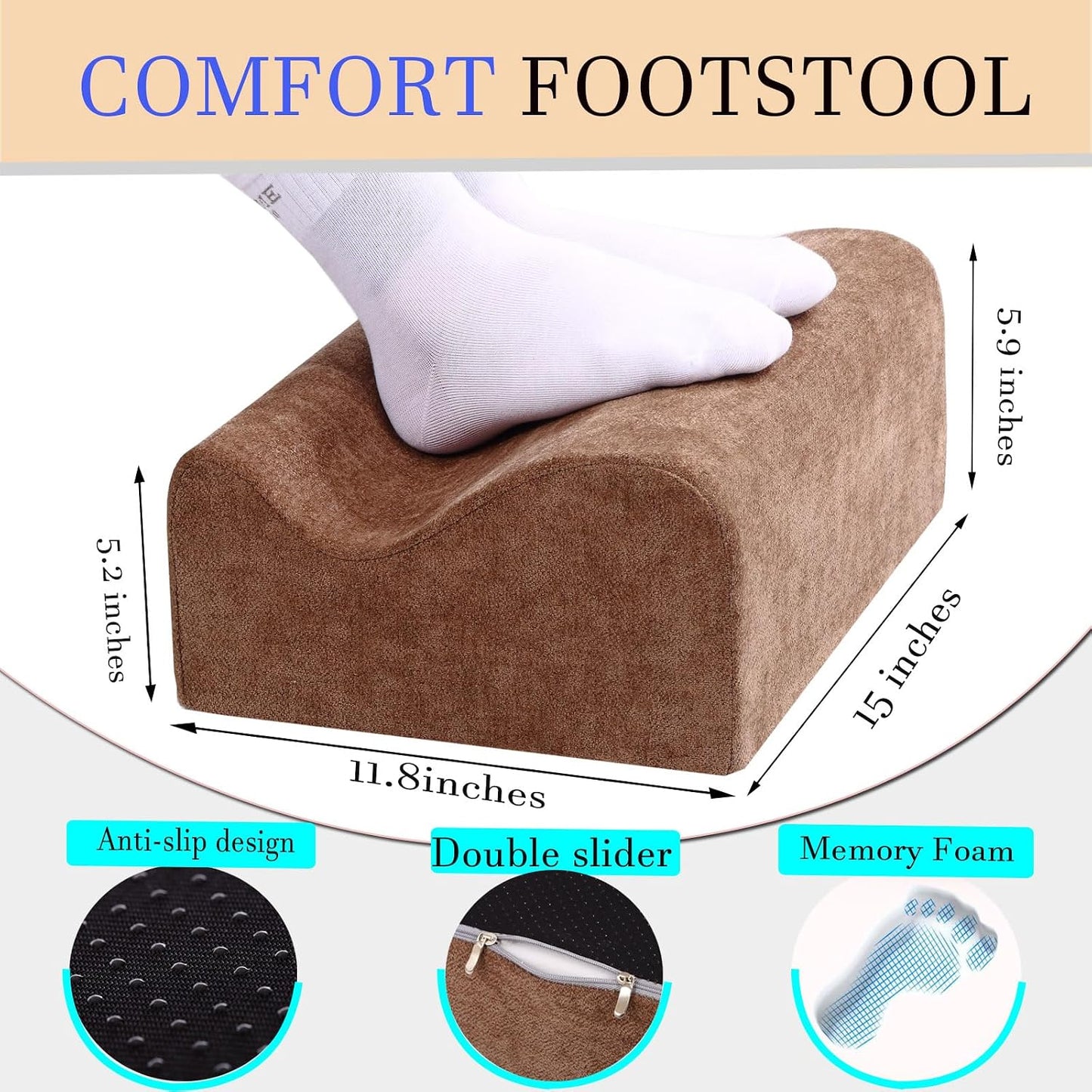 Work Foot Rest Under Desk,Comfort Foot Rest for Couch | Foot Rest For Under Desk at Work,At Soft Ergonomic Footrest,Support Foot Pillow,Heel Chair,Leg Elevation Pillow blue