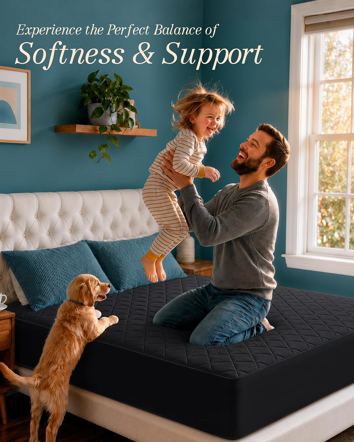 Quilted Fitted Mattress Pad, Queen Mattress Protector Topper with Deep Pocket Stretches up to 16 Inches, Machine Washable Mattress Cover by Utopia Bedding (White)