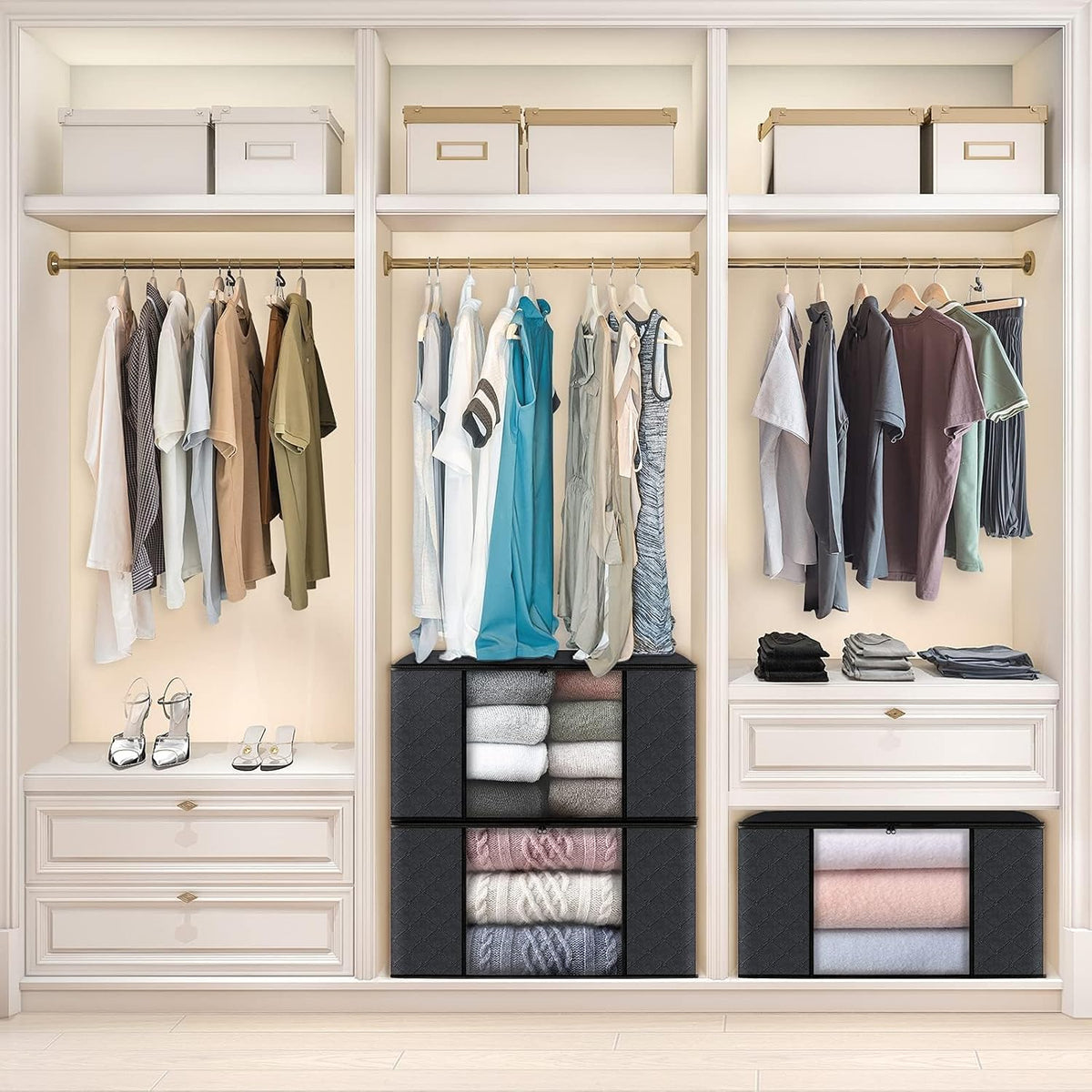 Fab totes Storage Bags for Clothes Blanket Storage Bins with Lids