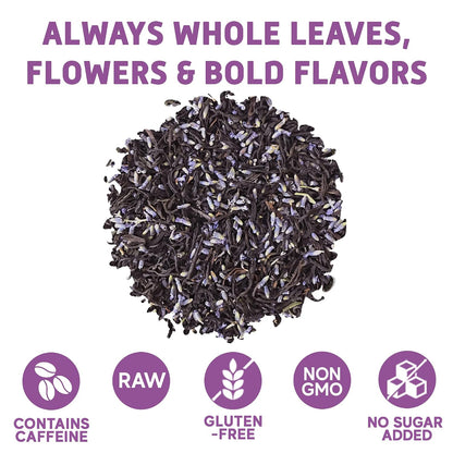 Sou Zen Earl Grey Lavender Loose Leaf Tea Blend 4oz | Ceylon Black Tea with Bergamot Oil and Lavender Flowers | Aromatic Black Tea Blend | Resealable Pouch for Tea Infusers, Tea Balls and Teapots