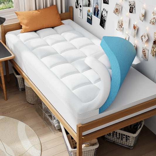 ELEMUSE Twin XL College Dorm Essentials 3 Inch Memory Foam Mattress Topper