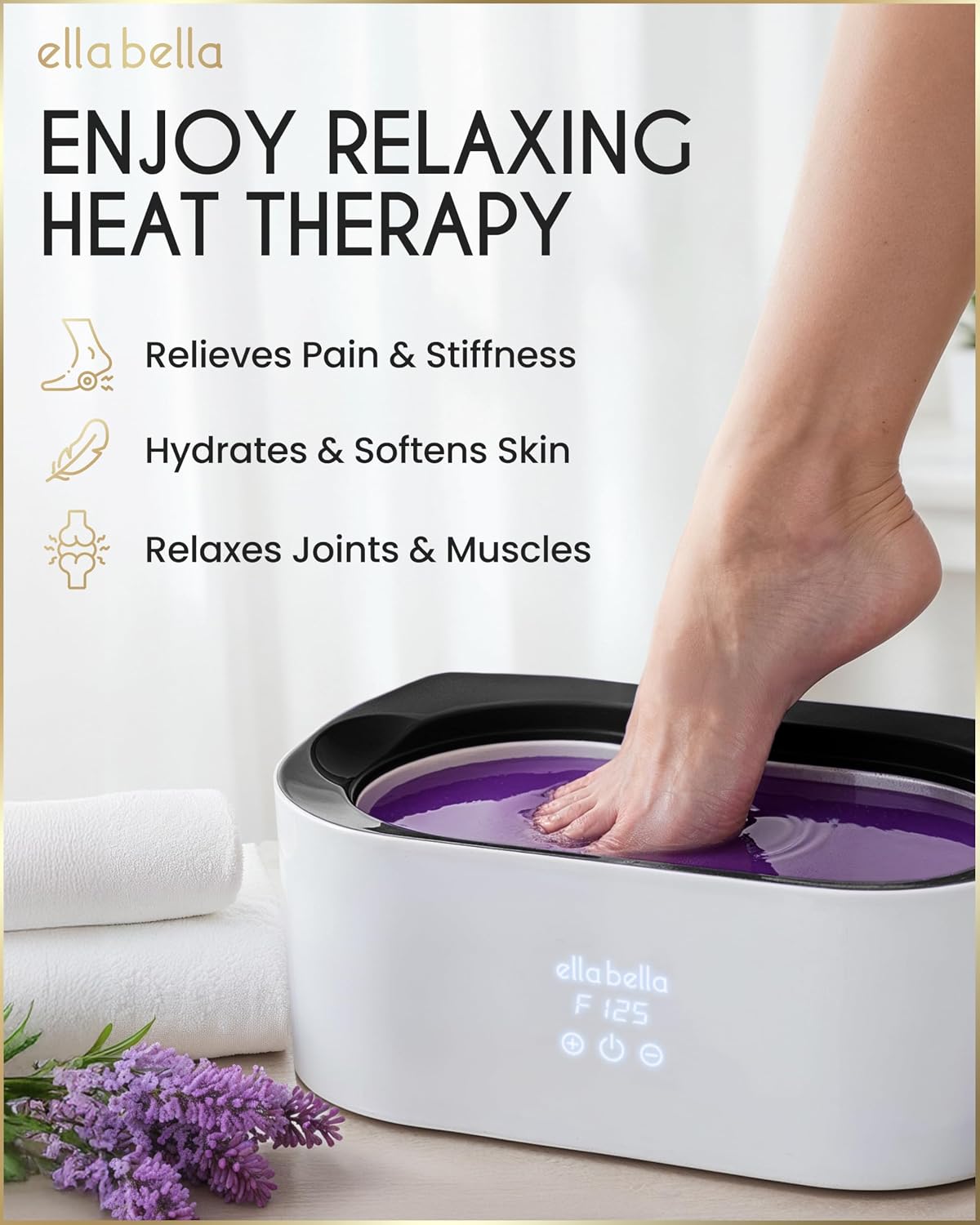 ELLA BELLA® Paraffin Wax Machine for Hand and Feet • Parafin Wax Warmer • Everything in One Kit – Paraffin Wax Refills, Mitts & Booties • Soothing Relief with Parrafin Wax • At Home Spa Experience