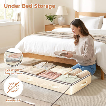 Budding Joy 95L Under Bed Storage Containers, 4 Pack Closet Organizers Grey