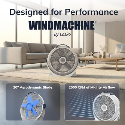 Lasko Wind Machine Fan, Air Circulator Fan with 3 Speeds, 20" Model 3300, Gray