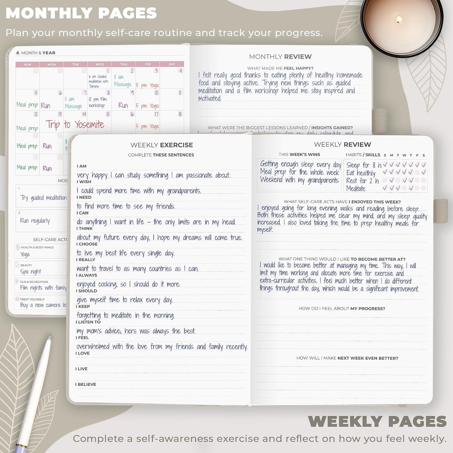 Clever Fox Self-Care Journal – Daily Reflection Notebook – Mental Health & Personal Development Planner, Meditation & Mood Log, A5 (Aquamarine)