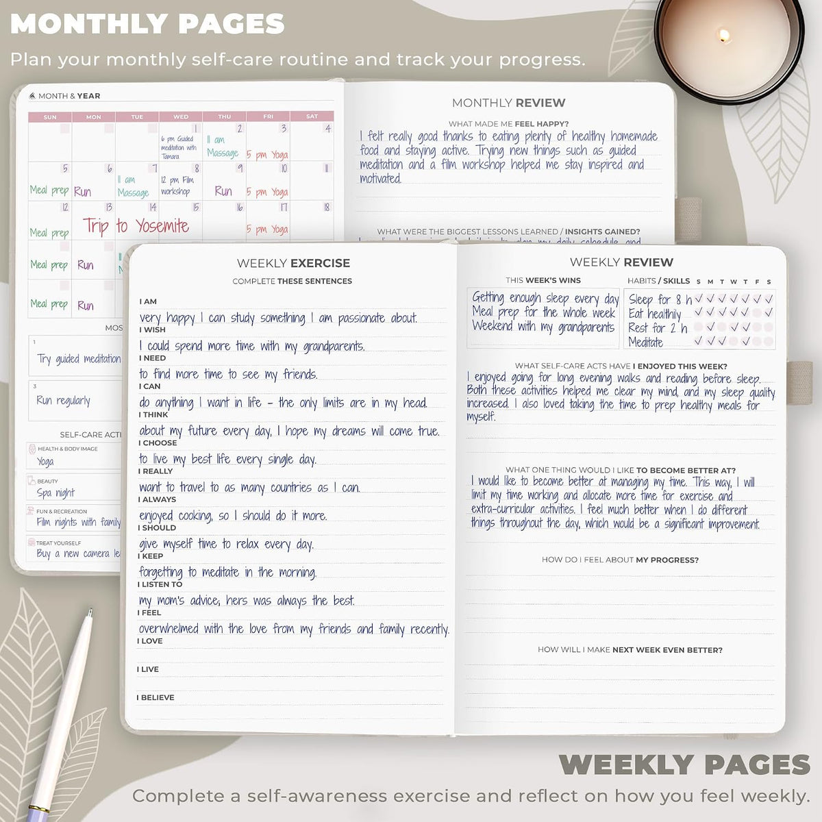 Clever Fox Self-Care Journal for Women, Daily Planner 5.8x8.3 Aquamarine