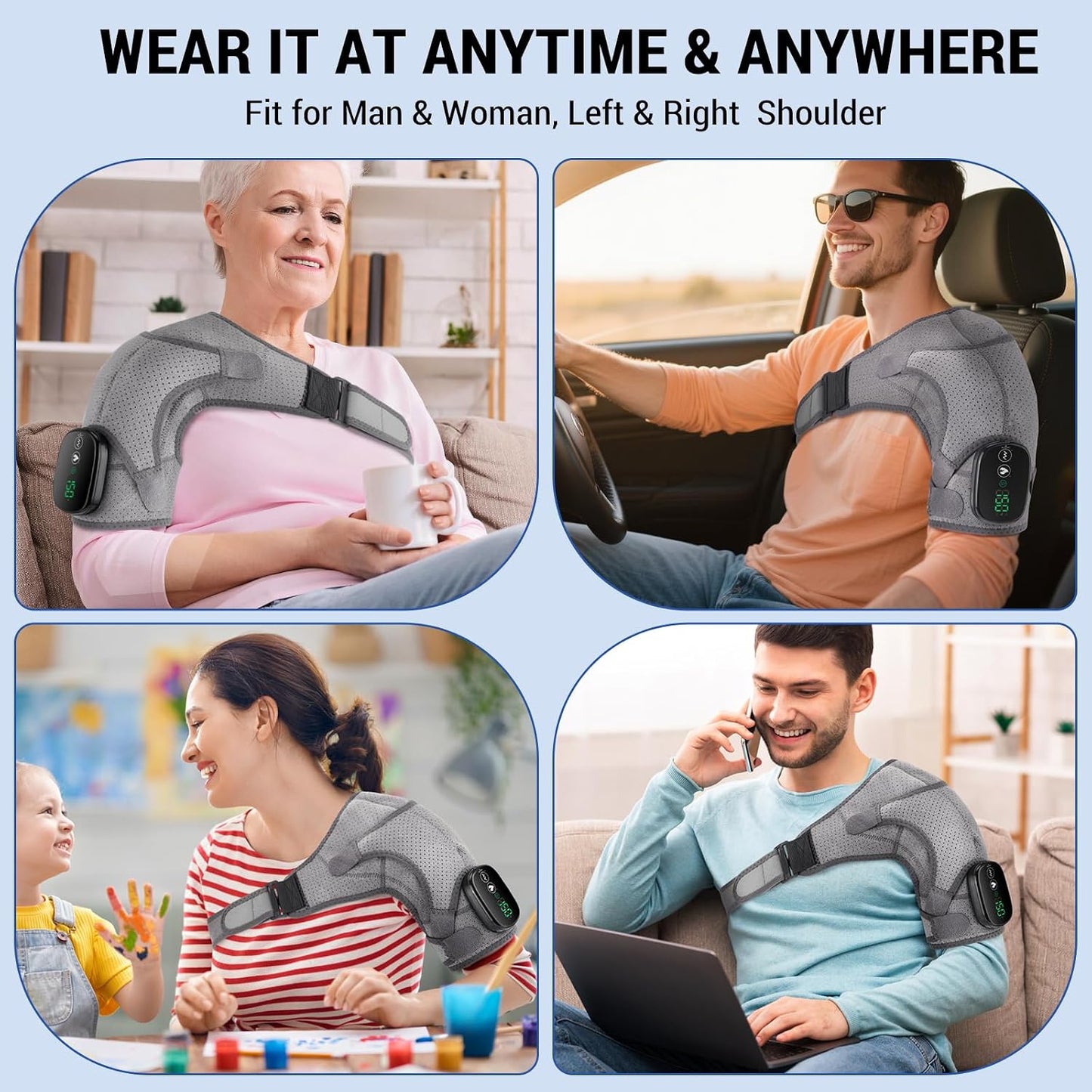 ERHIVORA Shoulder Heating Pad with Massage, FSA Eligible Items List, Heated Shoulder Wrap for Pain Cordless, HSA Approved Products Only