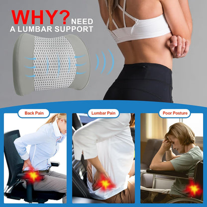 Lofty Aim Lumbar Support Pillow for Car, Car Seat Back Support for Driving | Memory Foam Car Lumbar Support for Driving Seat, Car Back Cushion, Adjustable Straps, Lower Back Pillow, Office Chairs, Black