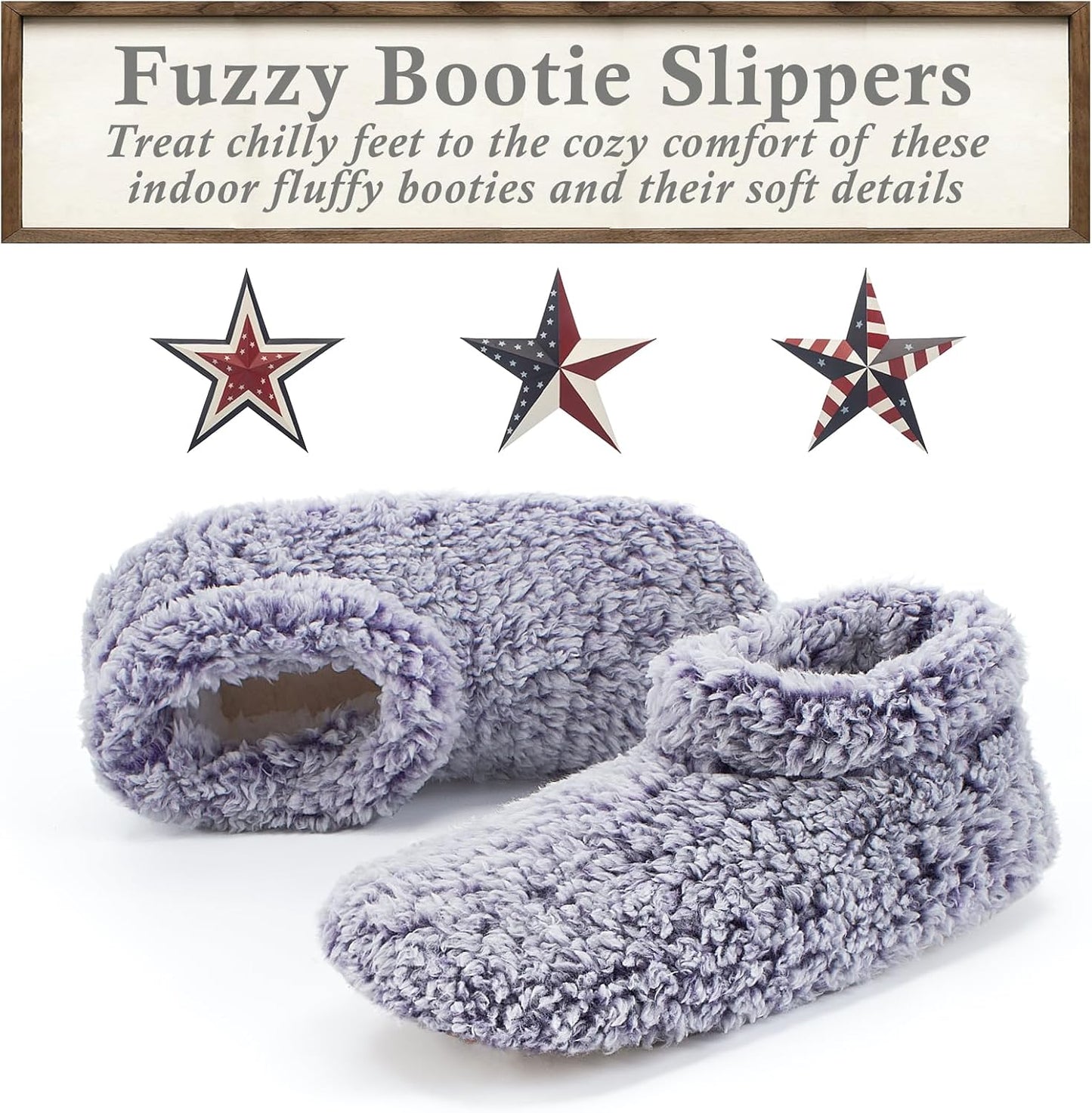 Cozylook Fuzzy Slippers for Women Indoor Soft Sole Slipper Socks with Non Slip Grippers Warm Fluffy