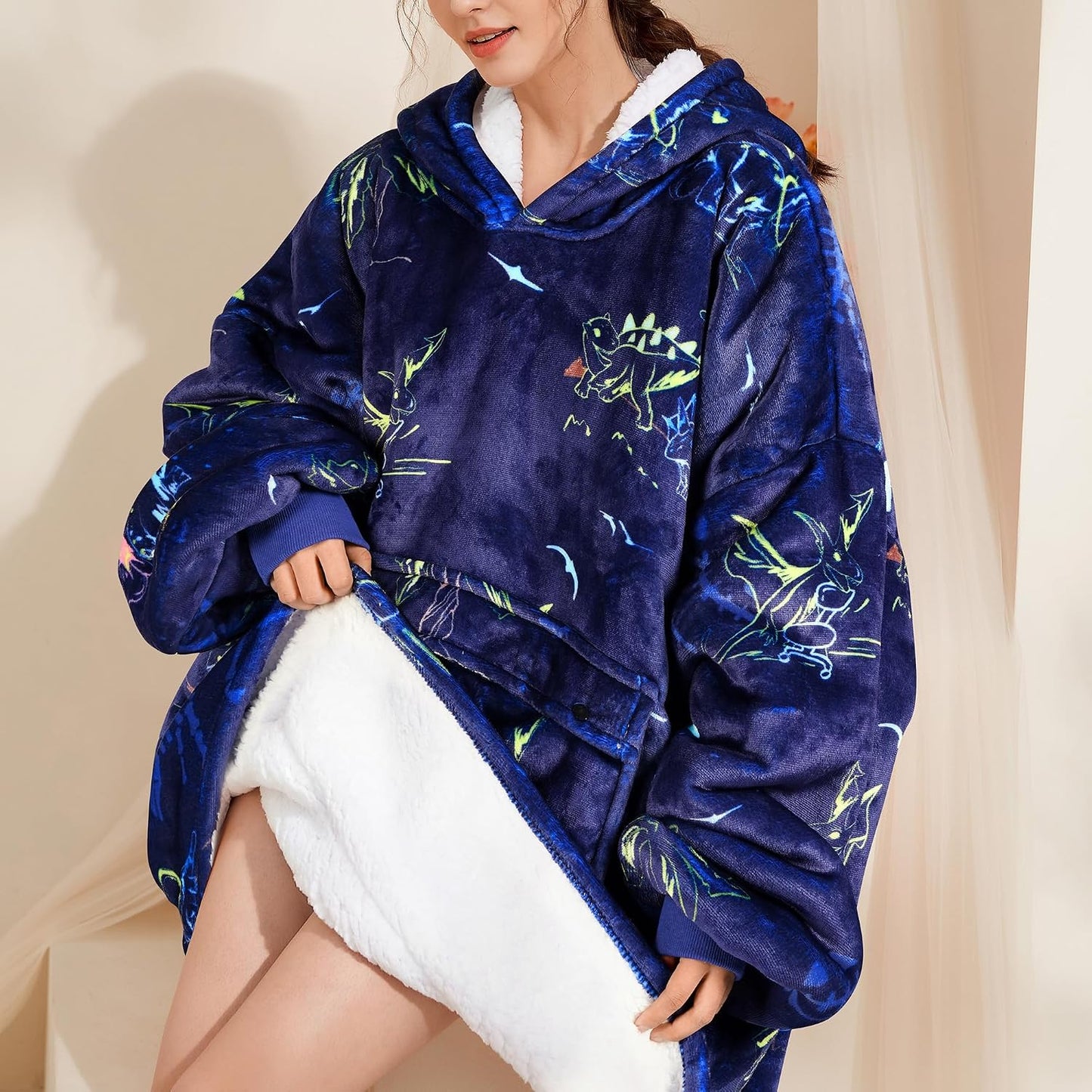 Narecte Cozy Oversized Blanket Hoodie Wearable Blanket Adults Soft Hooded Blanket Hoodie Birthday Gifts for Women Christmas - Colors B