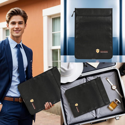 3 Pcs Fireproof Waterproof Document Bag(2000℉), Fire and Water Resistant Safe Zipper Storage Organizer Pouch for A4 A5 Documents Holder, Cash, Passport, Tablet, Laptop, File, Jewelry,(Black)