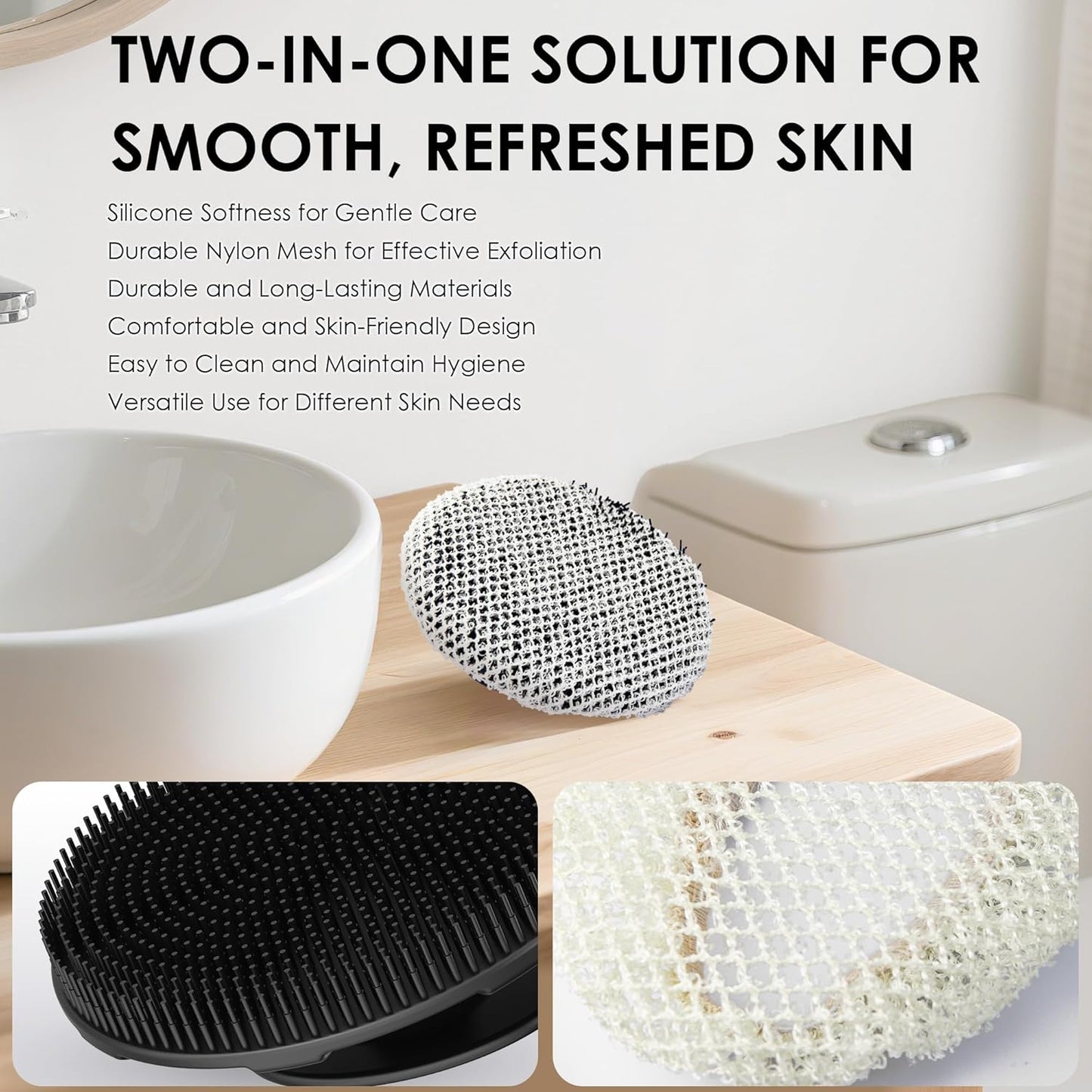 INNERNEED Food-Grade Soft Silicone Body Scrubber Shower Brush Handheld Cleansing Skin Brush, Gentle Exfoliating and Lather Well (Dark Green)