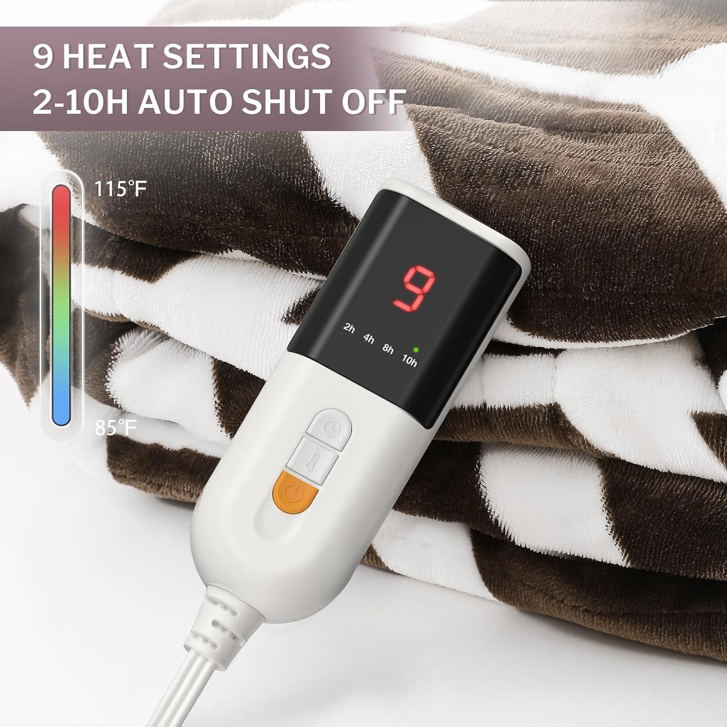 VENTIMI Electric Blanket Heated Throw, 50" x 60" Heated Blanket with 5 Heat Levels & 3 Hours Auto Off, Fast Heating Blankets with ETL & FCC Certification, Grey