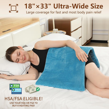 Electric Heating Pad HSA Eligible, Heated Pad for Back Neck Shoulder Pain Relif, Heating Pad for Period Cramps with 2H Auto Shut Off and 4 Heating Levels, 12"x24" Dark Grey