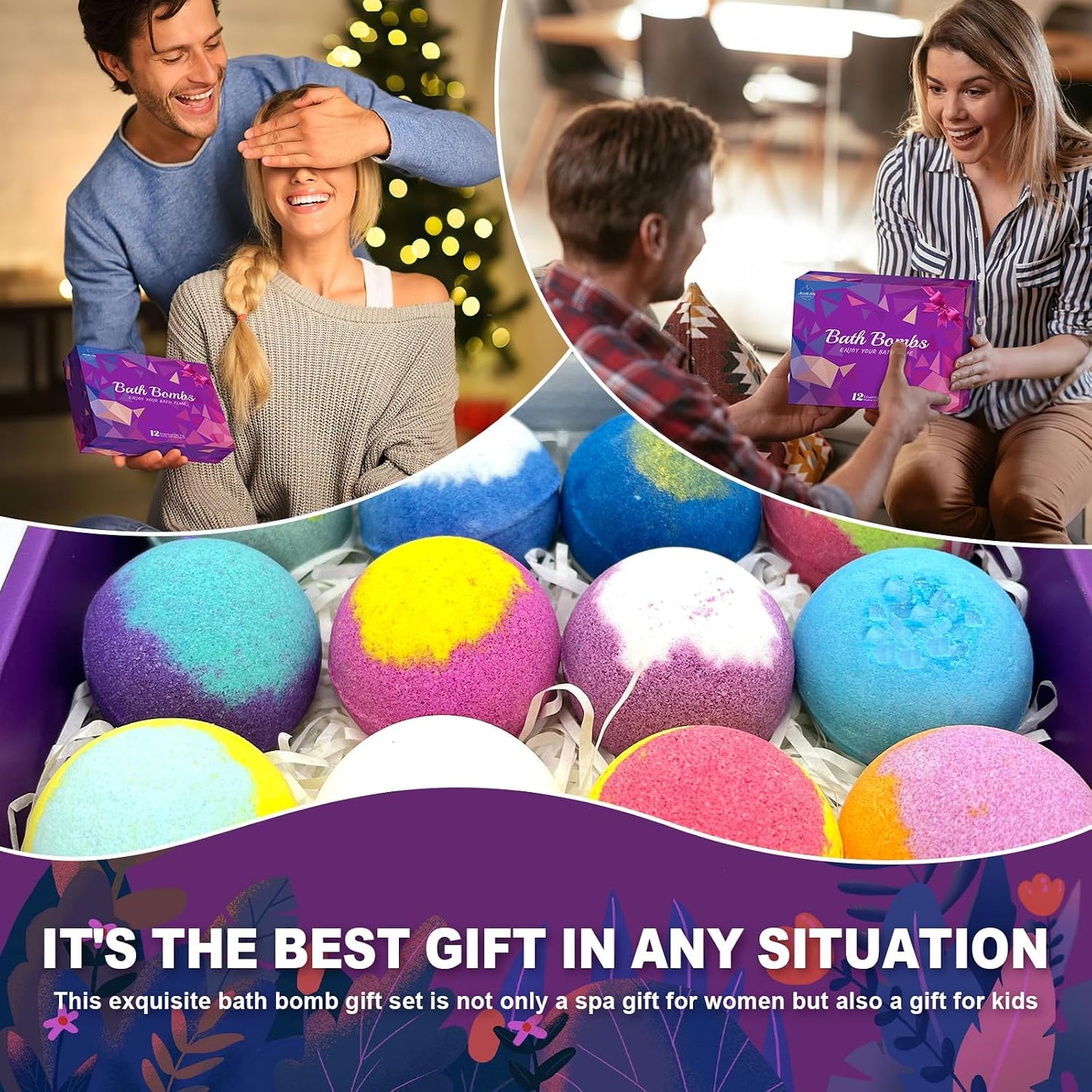 Bath Bombs for Women Gift Set 12 Pack Natural Relaxing Bath Bombs for Her，Aromatherapy Bubble Bath & Fizzy, Fathers Day Handmade Birthday Gifts for women Mom Gifts idea For wife/Teens, girlfriend,Kids