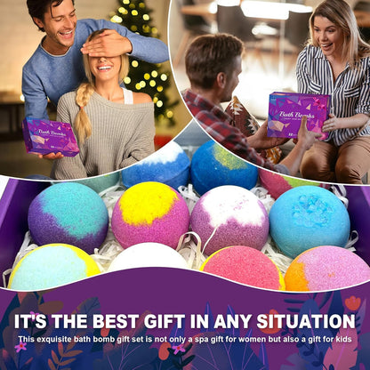 Bath Bombs for Women Gift Set 12 Pack Natural Relaxing Bath Bombs for Her，Aromatherapy Bubble Bath & Fizzy, Fathers Day Handmade Birthday Gifts for women Mom Gifts idea For wife/Teens, girlfriend,Kids