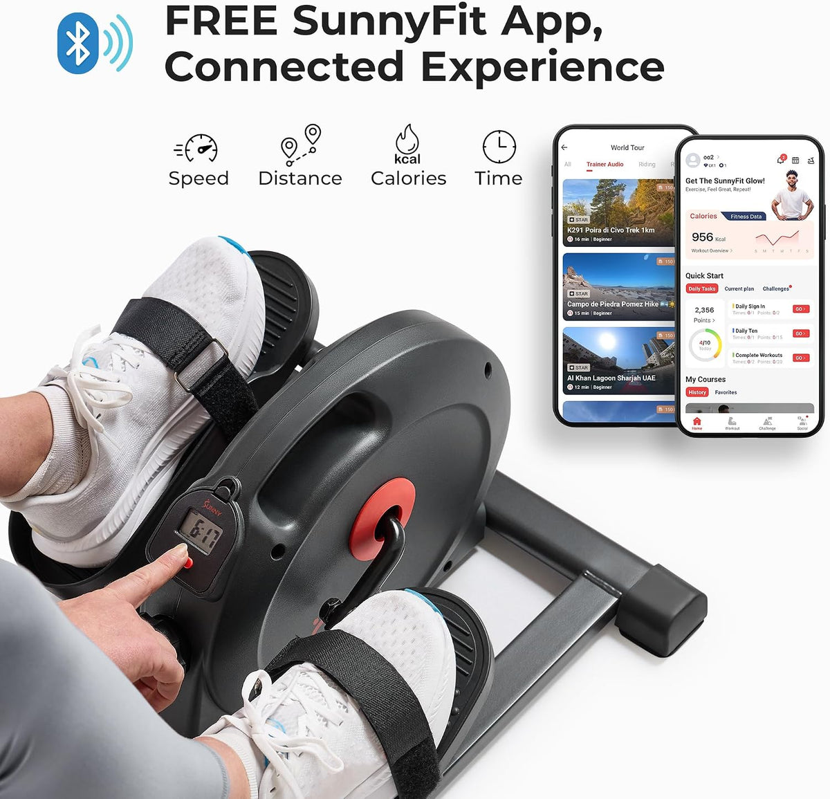 Sunny Health & Fitness Under Desk Pedal Elliptical Machine Leg Exerciser