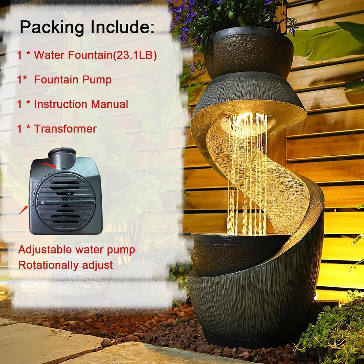 Sunlinua Modern Indoor Tabletop Water Fountain for Office Decor