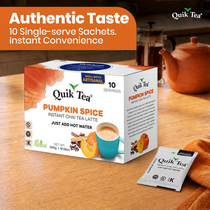 QuikTea Instant Chai Tea Latte Mix, Masala, Unsweetened, 20 Sachets
