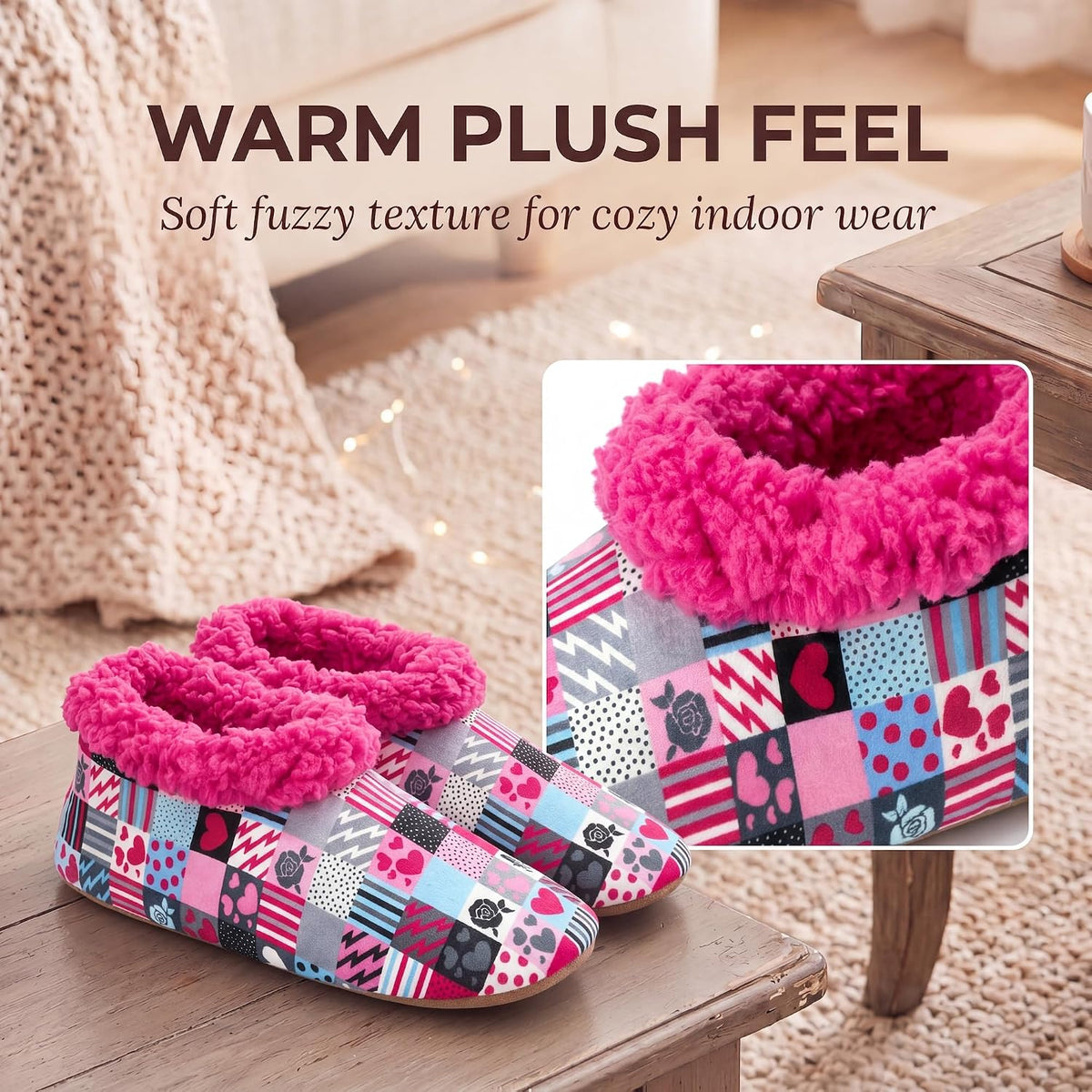 Cozylook Fuzzy Slippers for Women Indoor Soft Sole Slipper Socks