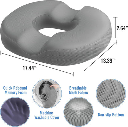 CloudBliss Donut Pillow Stadium Seat Cushion for Tailbone Pain Relief and Hemorrhoids, Memory Foam Seat Chair Cushion, Portable Seat Cushions for Bleachers, Car, Home & Office