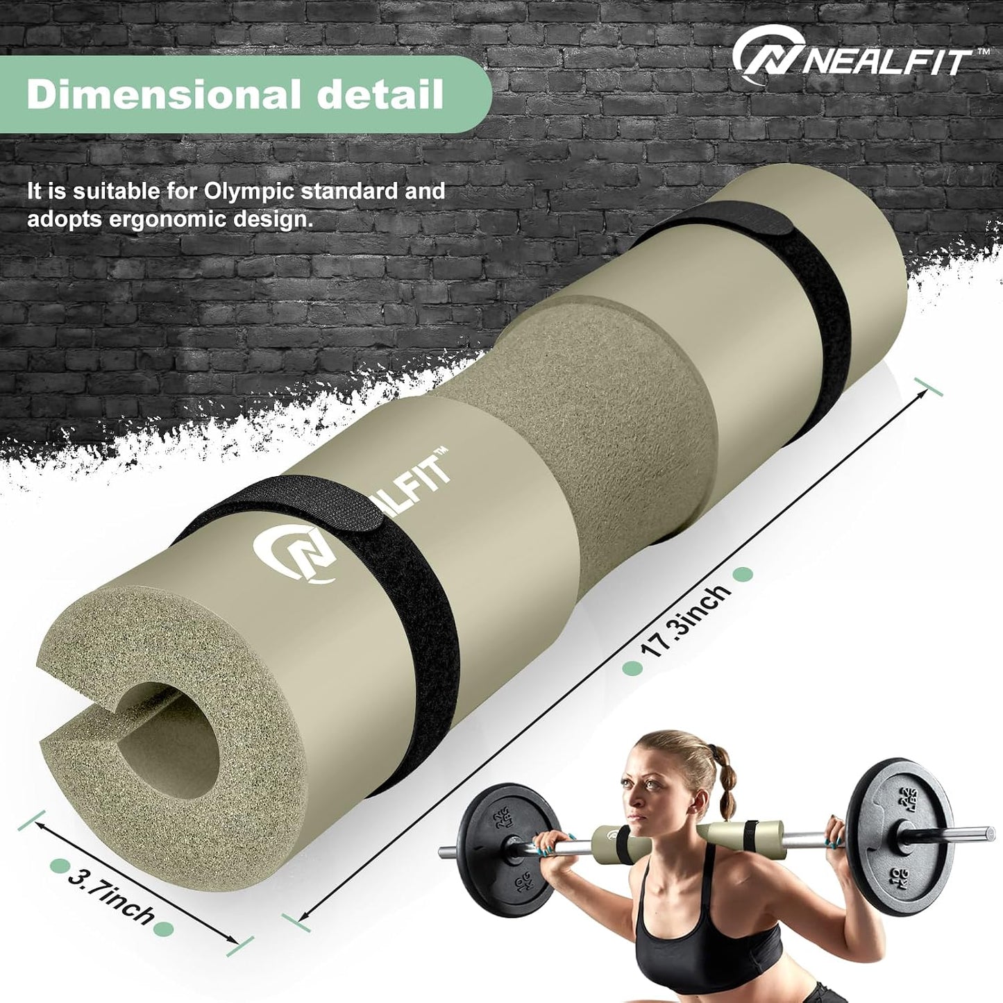 NEALFIT Barbell Pad Squat Pad for Squats—Squat Bar Pad—Great for Weightlifting,Lunges and Hip Thrusts—Foam Sponge Pad—Fit Standard and Olympic Bars Perfectly