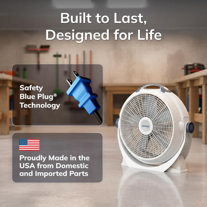 Lasko Wind Machine Fan, Air Circulator Fan with 3 Speeds, 20" Model 3300, Gray