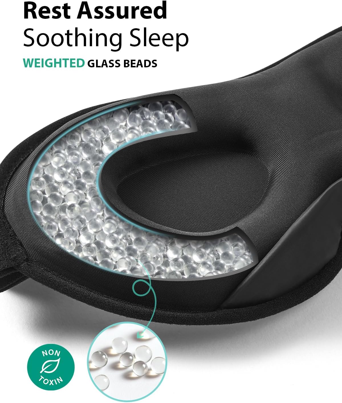 MABAO Weighted Sleep Mask - 100% Blackout Eye Mask for Sleeping for Women Men, 3D Contoured for Lash Extension, Zero Eye Pressure Memory Foam Cover, Soft Gentle Pressure Blindfold for Travel - Black