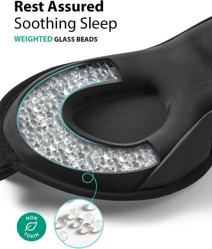 MABAO Weighted Sleep Mask - 100% Blackout Eye Mask for Sleeping for Women Men, 3D Contoured for Lash Extension, Zero Eye Pressure Memory Foam Cover, Soft Gentle Pressure Blindfold for Travel - Black