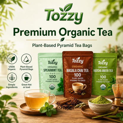 Tozzy Organic Oolong Tea – 100 Count, Plant-Based Pyramid Tea Bags