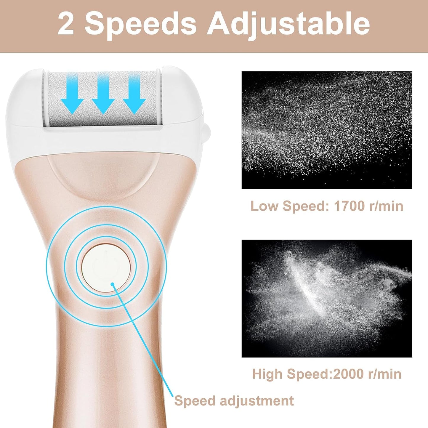 Callus Remover for Feet, Nicebirdie Electric Foot File Callus Removers Rechargeable Waterproof Pedicure Tools Foot Scrubber Shaver Feet Care Tool for Cracked Heels Dead Skin （Green）
