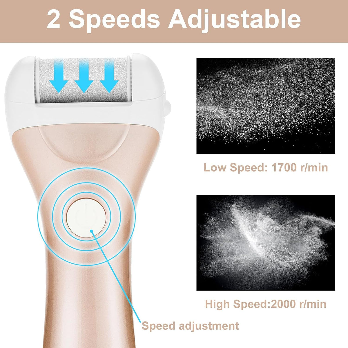 Callus Remover for Feet, Nicebirdie Electric Foot File Callus Removers Rechargeable Waterproof Pedicure Tools Foot Scrubber Shaver Feet Care Tool for Cracked Heels Dead Skin （Green）