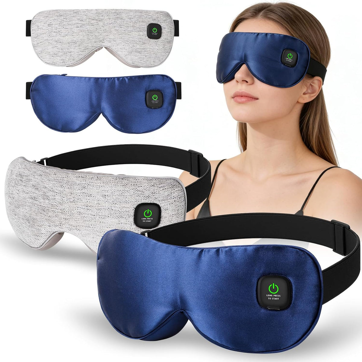 Heated Eye Mask 3 Heat Settings, Cordless Warm Compress with 2 Washable Replacement Covers, Auto Shutoff for Dry Eyes & Eye Strain Home Travel
