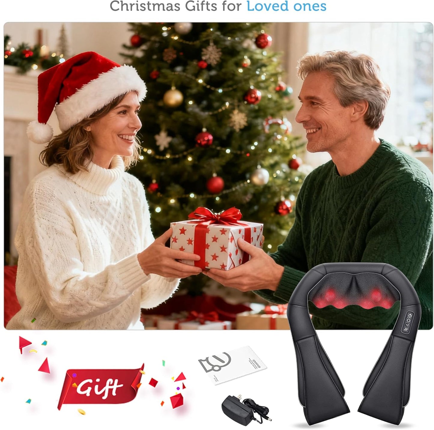 COMFIER Cordless Neck and Shoulder Massager with Heat, Wearable 4D Shiatsu Deep Tissue Kneading for Desk Workers and Drivers, Hands-Free Straps, FSA Eligible HSA Gift
