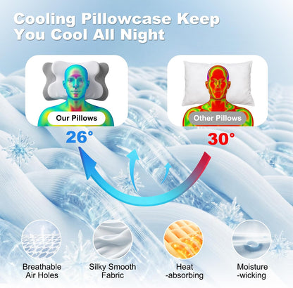 VYLEE Cervical Neck Pillow for Pain Relief, Ergonomic Memory Foam Pillow for Neck Support, Cooling Contour Orthopedic Pillow for Side, Back & Stomach Sleepers