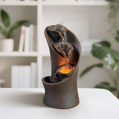 Kalona Tabletop Waterfall Fountain Rockery Fountains Soothing Sound Tabletop Fountains Home/Office Decor with a Small Plastic Pot to Grow The Plant by Yourself(Automatic Watering)(22020)