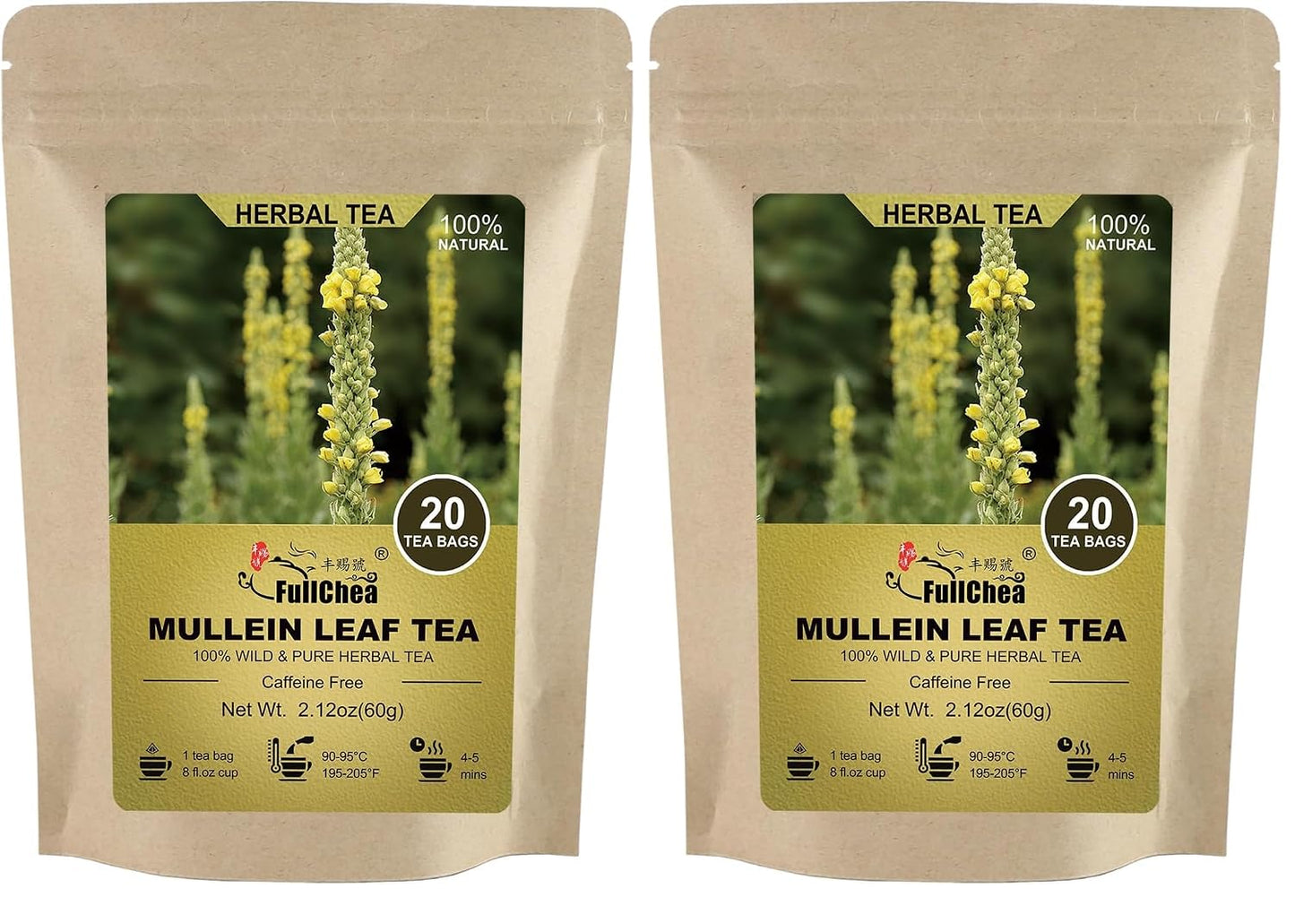 FullChea - Rooibos Tea Bags, 60 Counts - Premium South African Natural Rooibos - Non-GMO - Caffeine-Free - Antioxidant-Rich & Supports Digestion